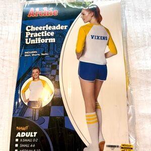 Halloween Costume Spirit Vixens Cheerleader Set - Yellow and Blue for Women/Teen